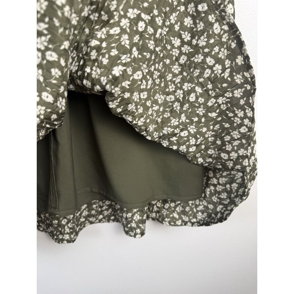 GAP Olive Green Floral Lined Midi Dress Size Small Cottagecore Boho Garden - Picture 7 of 11
